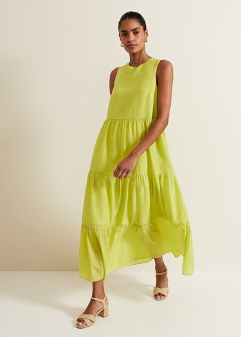 Phase Eight Sara Tiered Dress Light Green USA | 2469781-FI